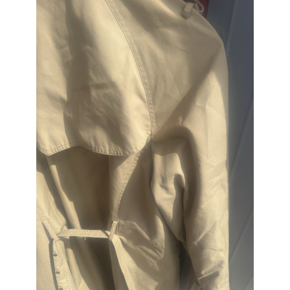 Vintage Ariston Trench Coat Womens 16 Tan Plaid Lined Belted Korea Raincoat - Picture 9 of 10